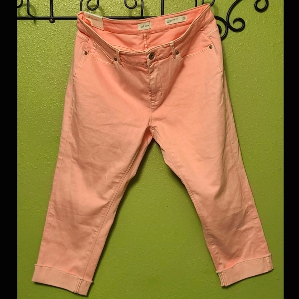 J. Jill Denim Authentic Fit Cropped Jeans Pink 12P Petite Folded cuff